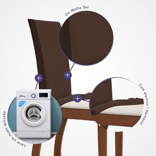 Capa para Cadeira Gel Flex | Kit com 4 | Marrom