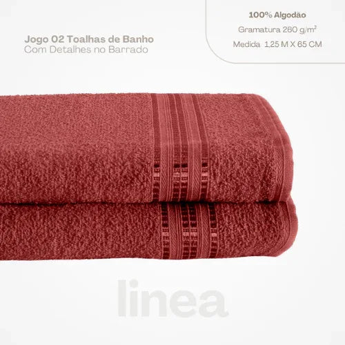 Toalha de Banho Línea Vermelho Tango - Linhas & Lares