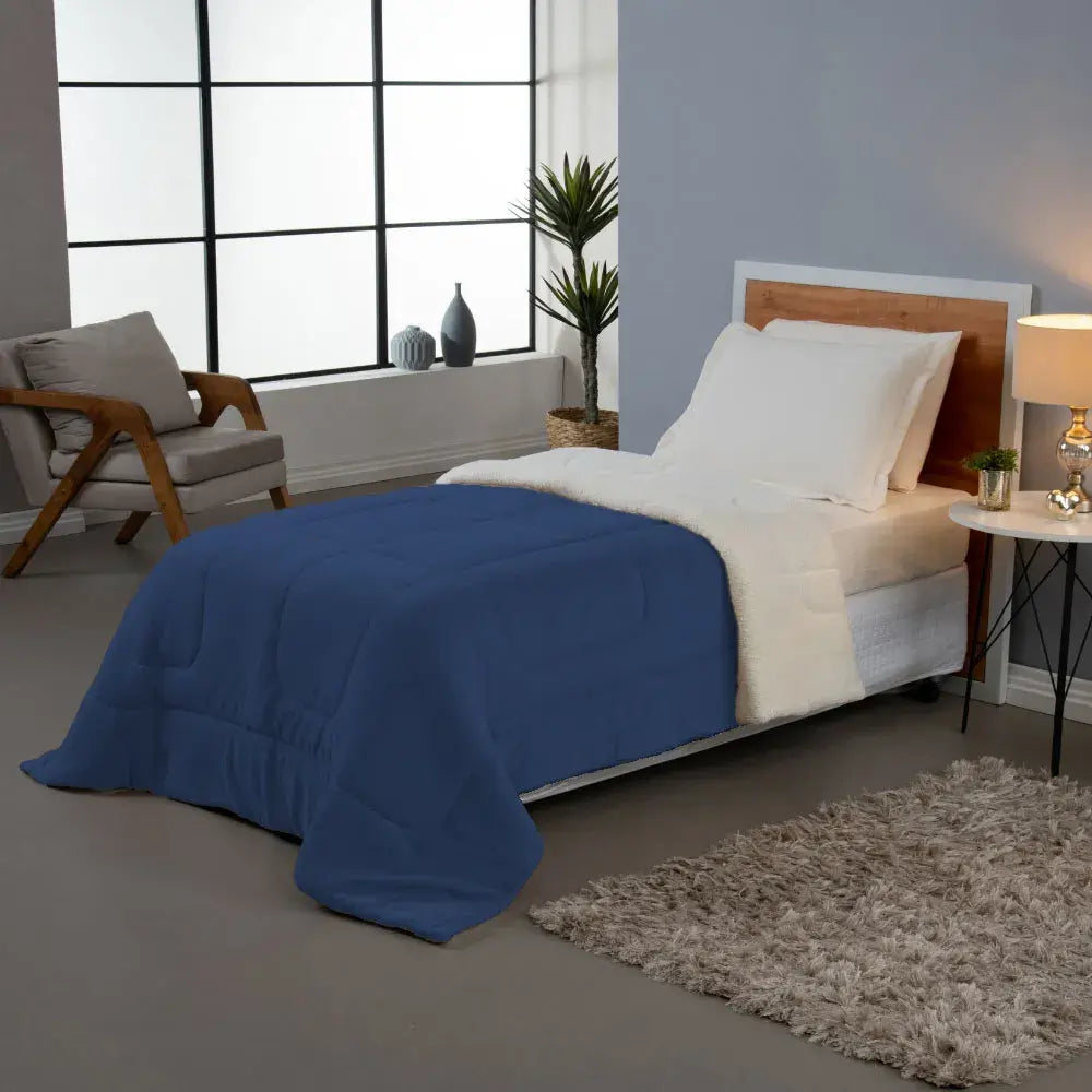 Coberdrom Soft Dreams Sherpa Marinho | Solteiro