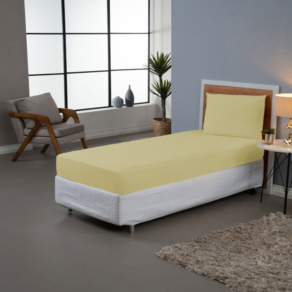 Jogo de Lençol Pure Day | Percal 180 Fios | Solteiro | Amarelo