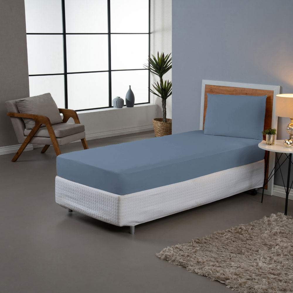 Jogo de Lençol Pure Day | Percal 180 Fios | Solteiro | Azul Petróleo