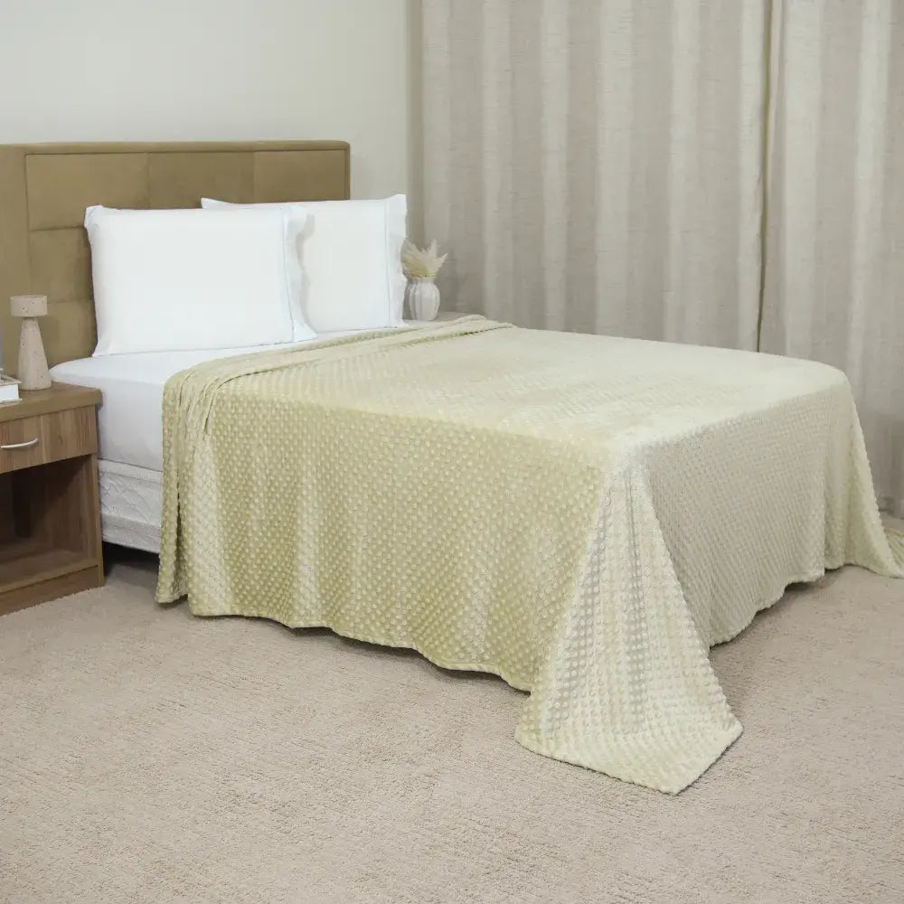 Manta Cobertor Delicatta Fleece Bolinha | Areia