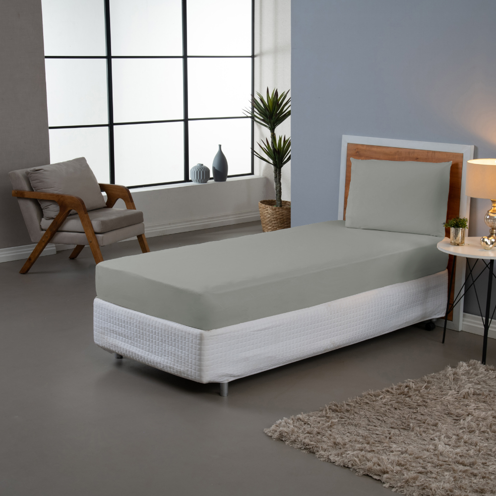 Jogo de Lençol Pure Day | Percal 180 Fios | Solteiro | Cinza