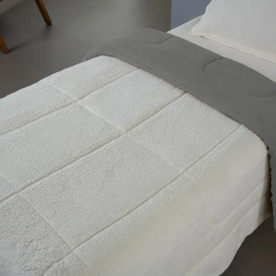 Coberdrom Soft Dreams Sherpa Cinza | Solteiro