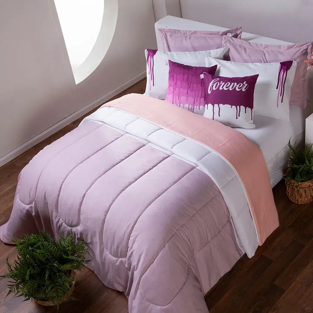 Kit Edredom Quietude Rosa | 400 Fios