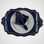 Jogo Americano Bordado Royale | Marinho | Kit 12 Pçs | 6 Lugares