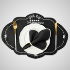 Jogo Americano Churras | Preto | Kit 12 Pçs 6 Lugares