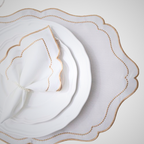 Jogo Americano Bordado Royale | Marfim | Kit 12 Pçs | 6 Lugares