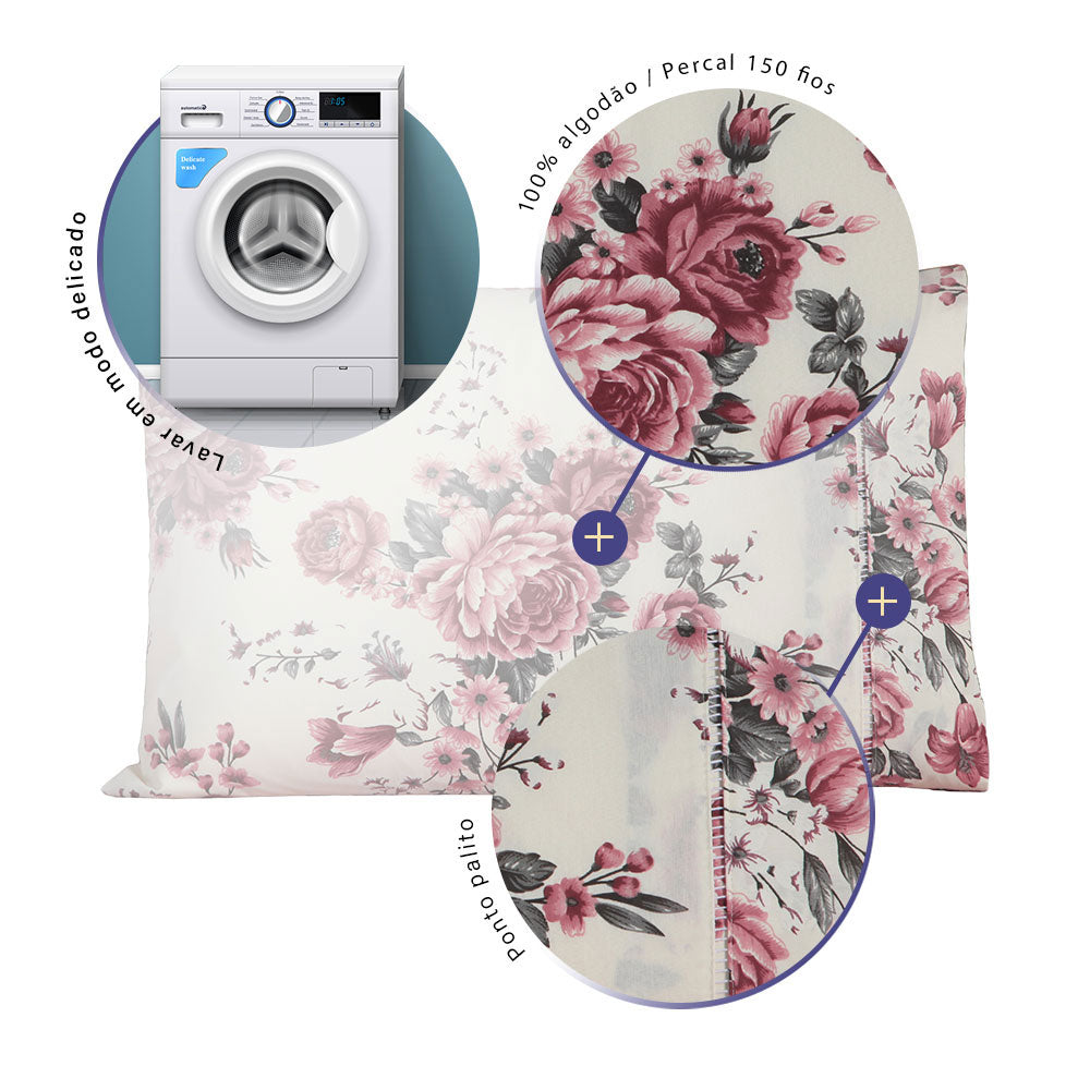 Par De Fronhas Esmeralda | 150 Fios | 100% Algodão | Rosê