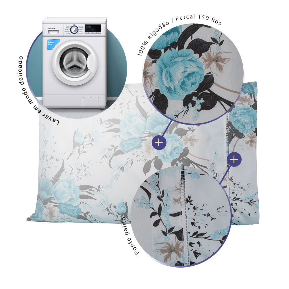 Fronha Esmeralda | 150 Fios | 100% Algodão | Azul Tiffany