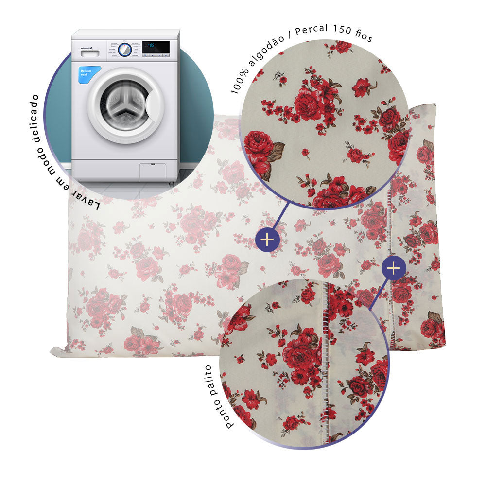 Fronha Esmeralda | 150 Fios | 100% Algodão | Vermelho