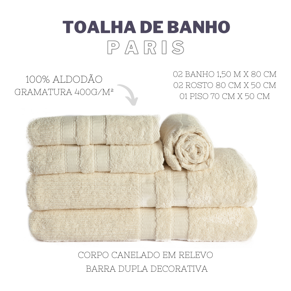 Jogo de Banho Paris | 400g/m2 | Kit 5 Peças | Nude