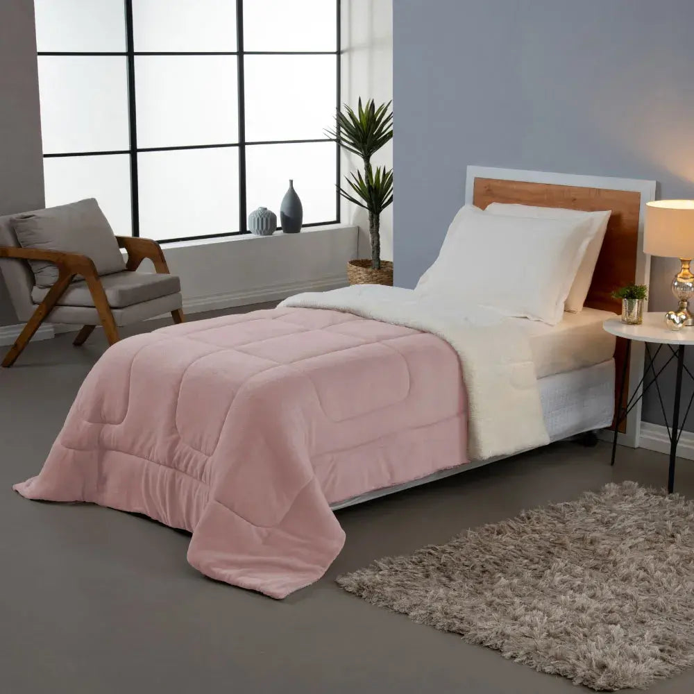 Coberdrom Soft Dreams Sherpa Rosê | Solteiro
