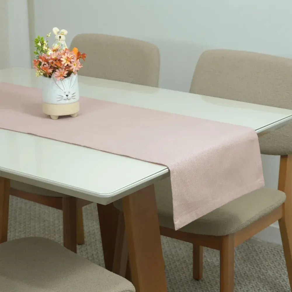 Caminho Trilho de Mesa Essence Tecido Linho 130x40cm com Bainha | Rosê