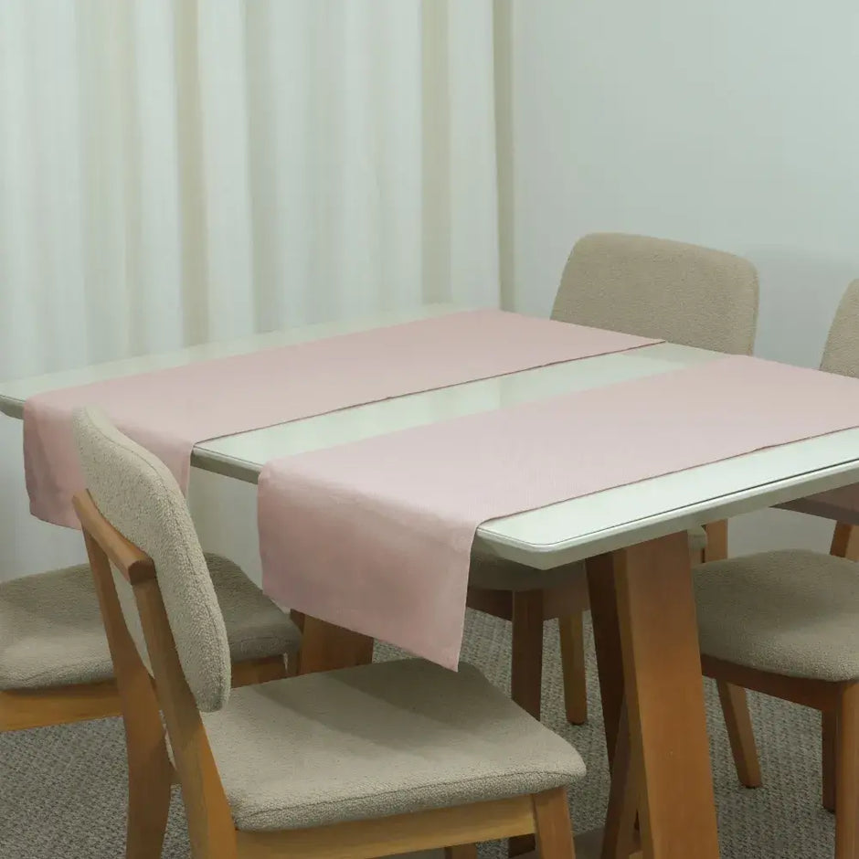 Caminho Trilho de Mesa Essence Tecido Linho 130x40cm com Bainha | Rosê