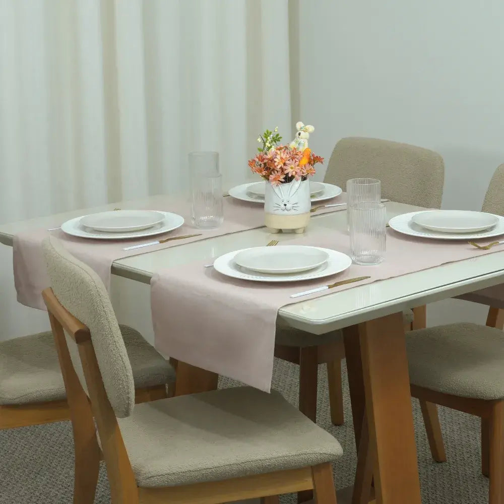 Caminho Trilho de Mesa Essence Tecido Linho 130x40cm com Bainha | Rosê