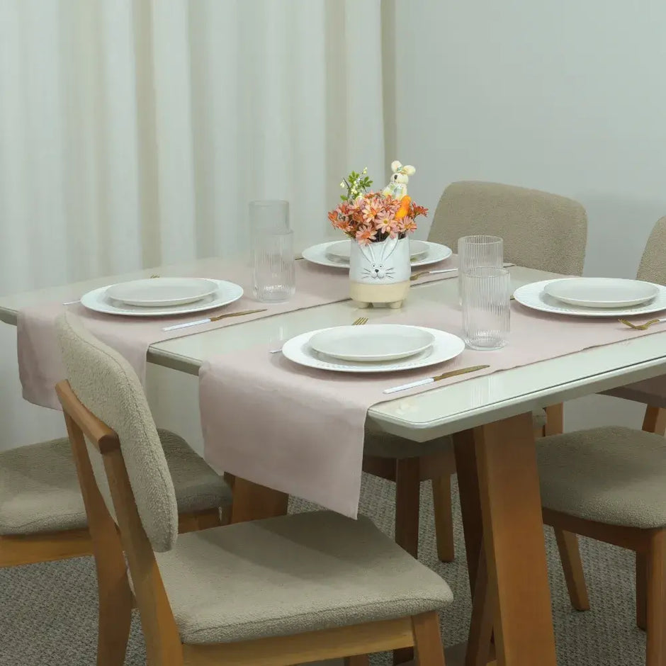 Caminho Trilho de Mesa Essence Tecido Linho 130x40cm com Bainha | Rosê