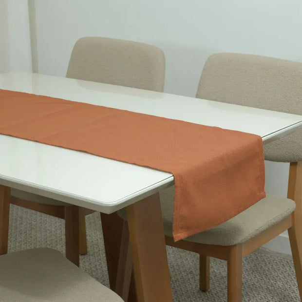 Caminho Trilho de Mesa Essence Tecido Linho 130x40cm com Bainha | Terracota