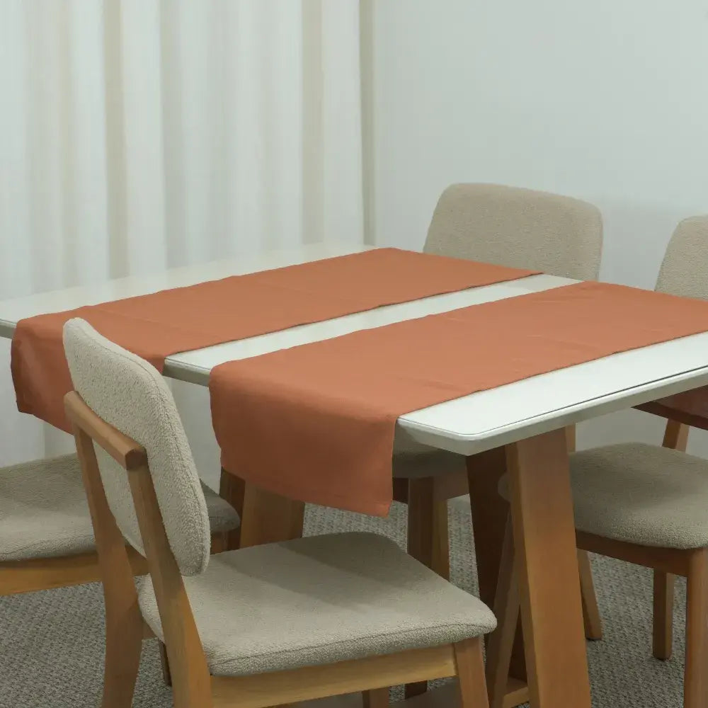 Caminho Trilho de Mesa Essence Tecido Linho 130x40cm com Bainha | Terracota