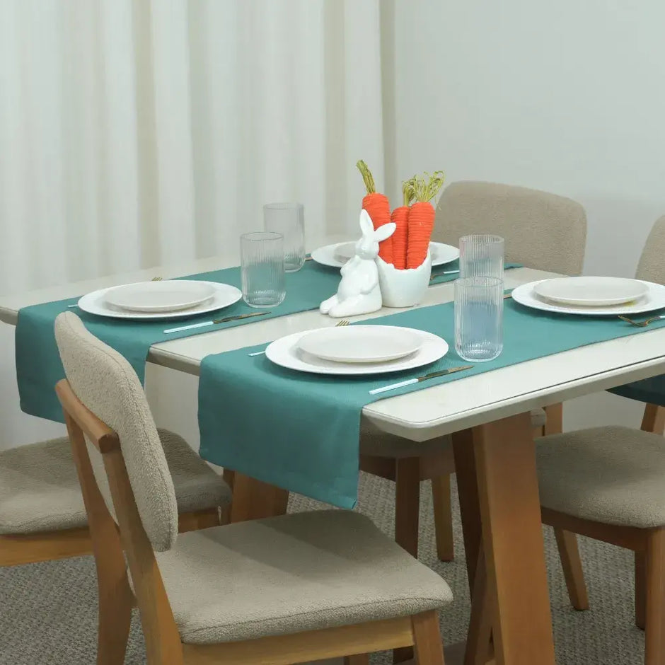 Caminho Trilho de Mesa Essence Tecido Linho 130x40cm com Bainha | Oliva