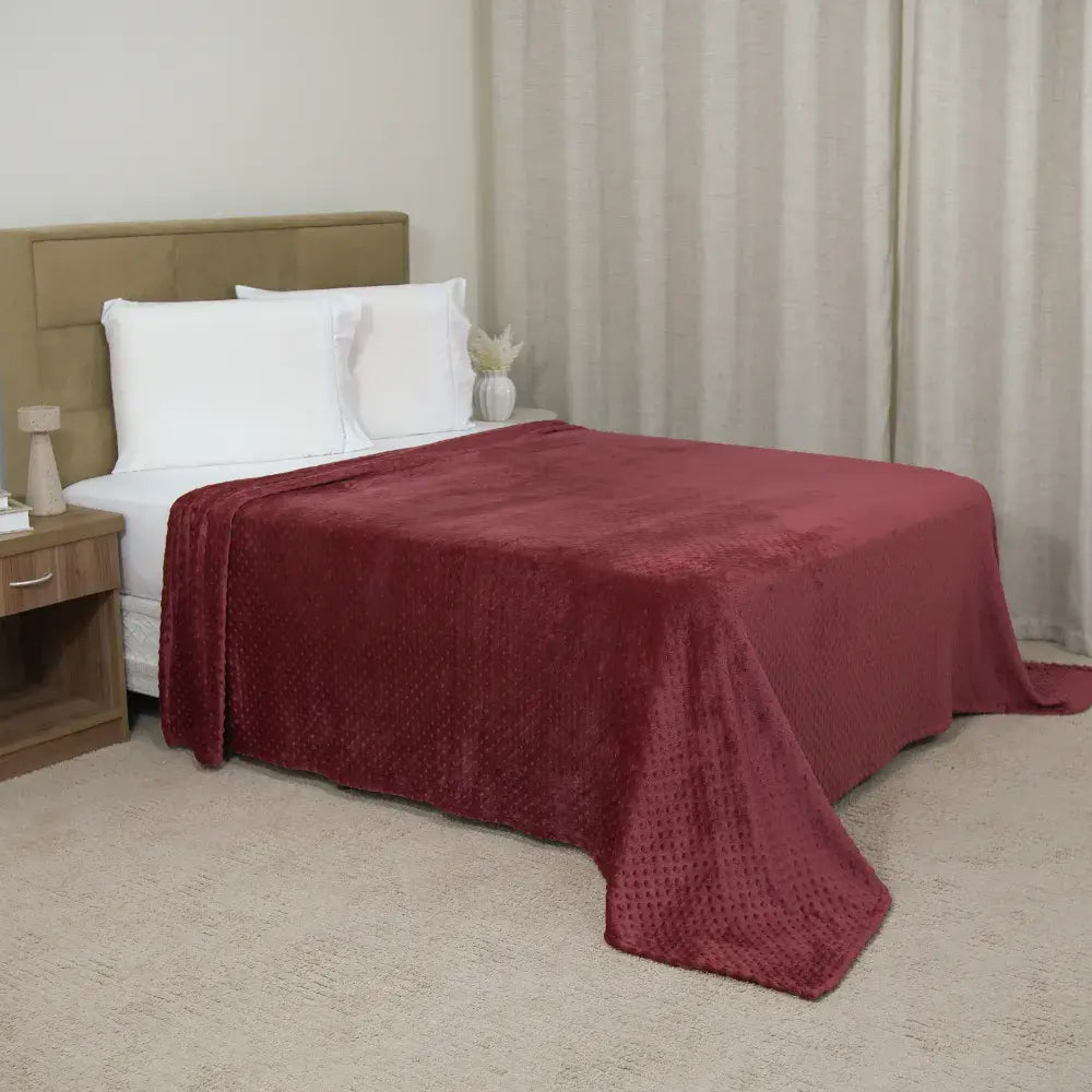 Manta Cobertor Delicatta Fleece Bolinha | Marsala