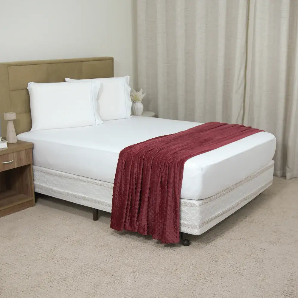 Manta Cobertor Delicatta Fleece Bolinha | Marsala