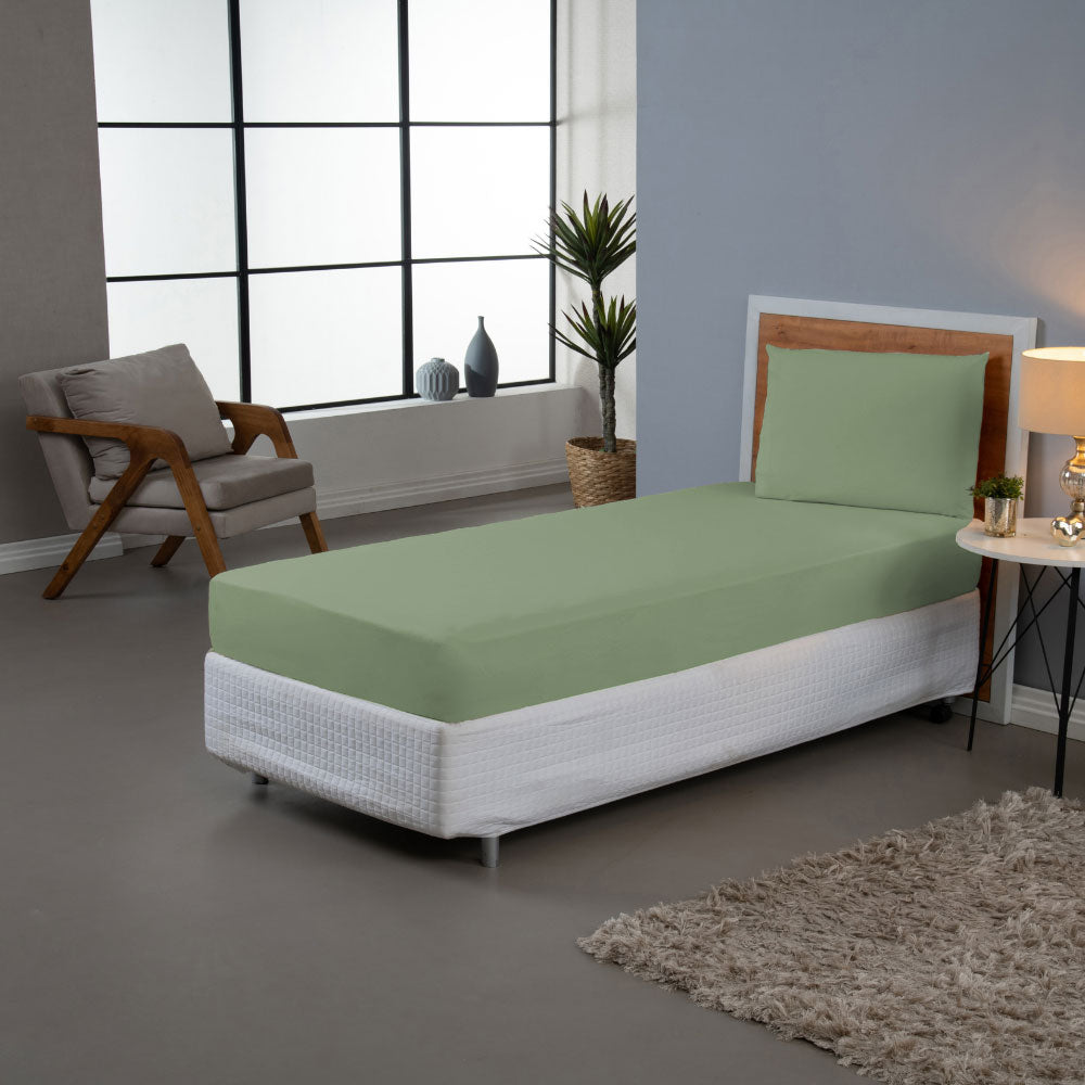 Jogo de Lençol Pure Day | Percal 180 Fios | Solteiro | Verde Cana