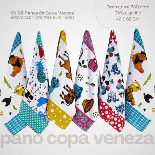 Kit 6 Panos de Copa Toscana - Linhas & Lares