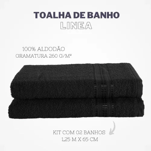 Toalha de Banho Línea Preta - Linhas & Lares