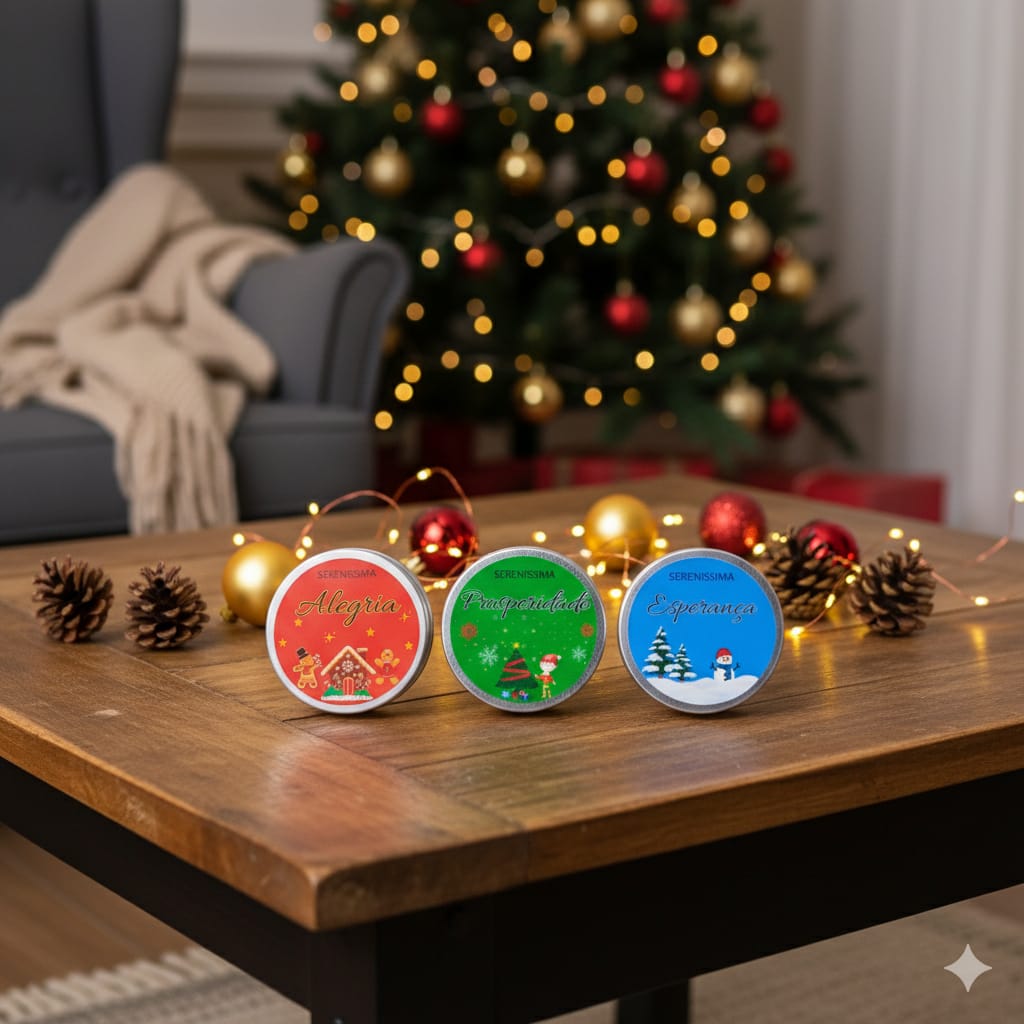 Vela Aromática Trio Natalino | Brownie Quentinho, Natal Perfumado e Alecrim